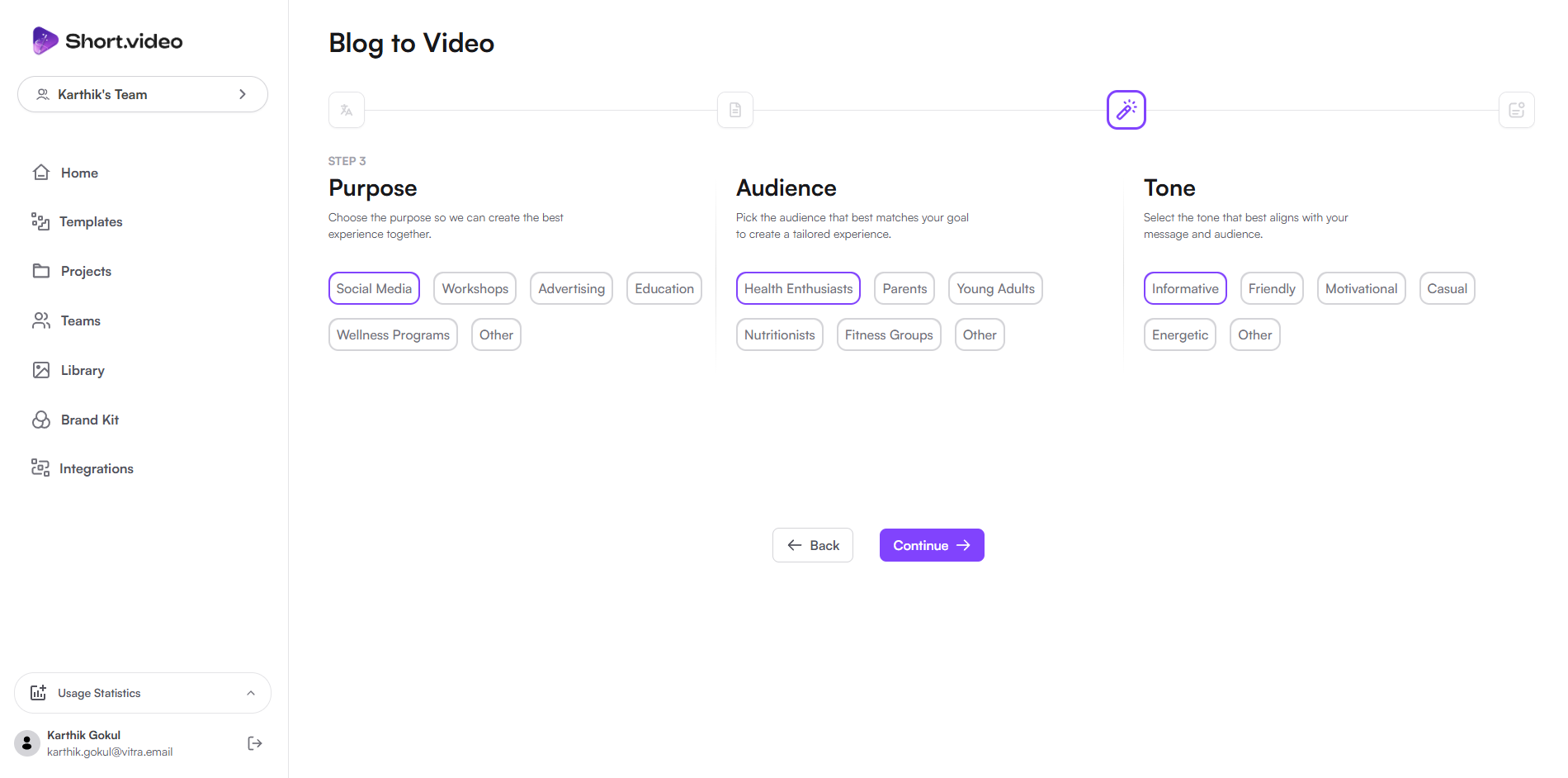 Step 3: Define the video goal